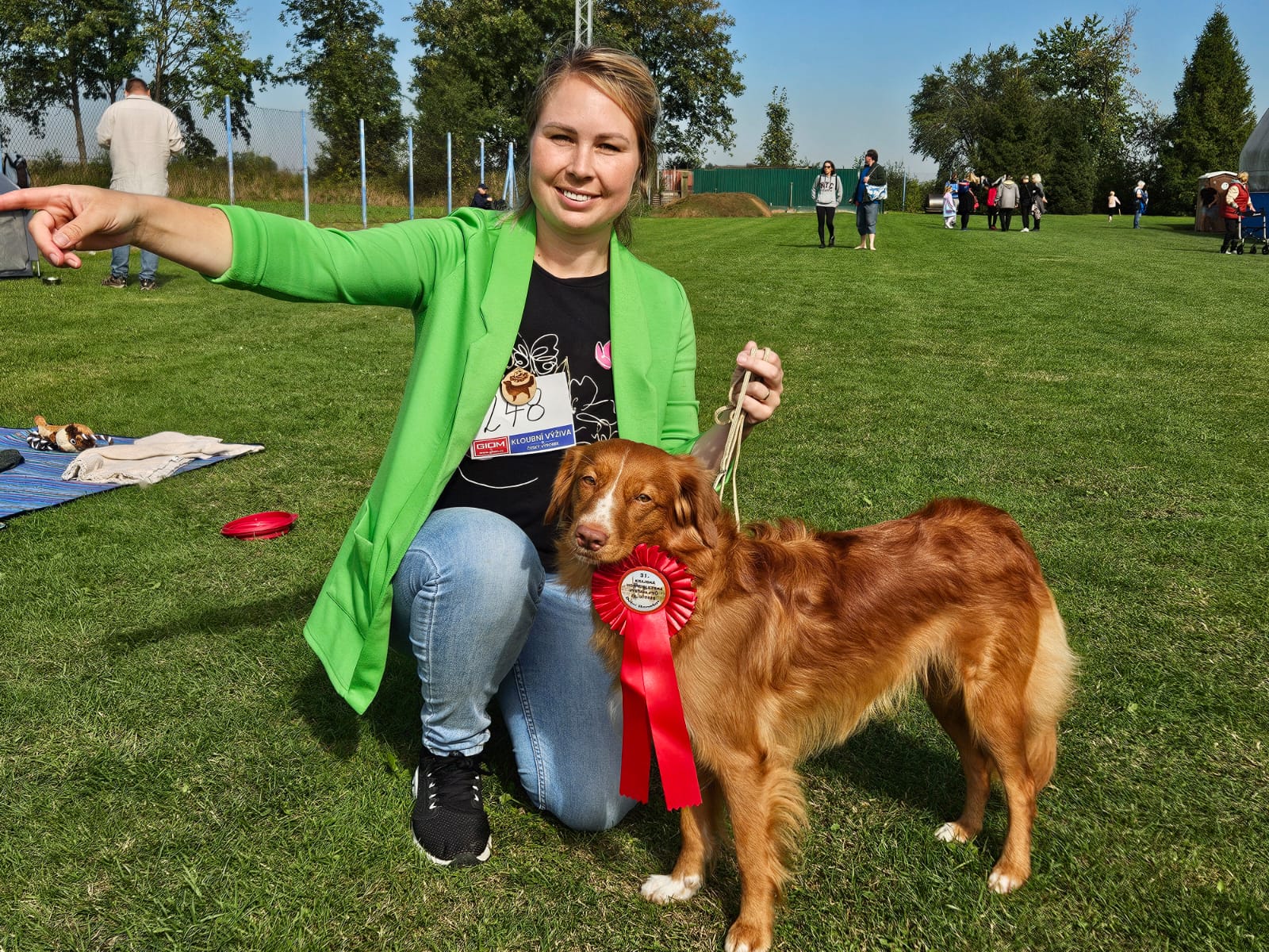 Omany Targaryen Fire in show stack – awarded 1st place at a regional dog show.